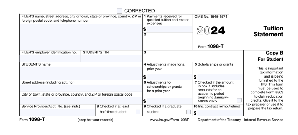 IRS 1098 T Form 2024