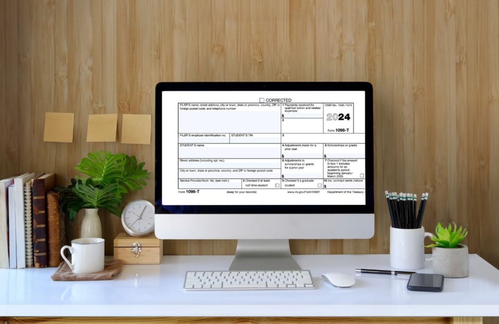 IRS 1098-T Form on computer for College Students