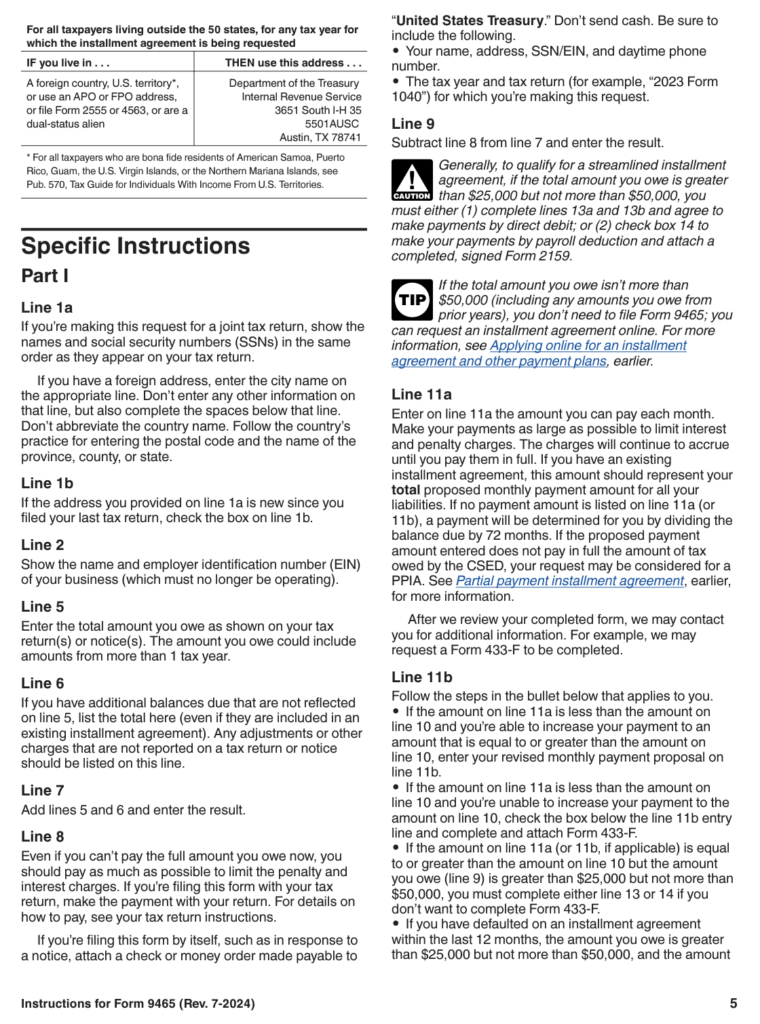 IRS Form 9465 Repayment Agreement Request how to fill it out instructions.