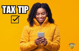 TAX TIP with Black Lady on Her Phone