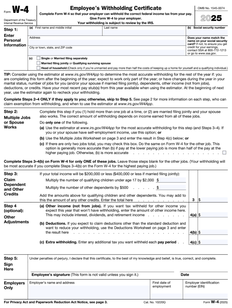 IRS FORM W4