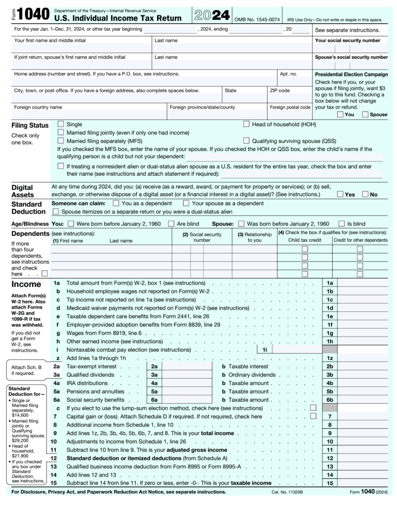 IRS 1040 Form 1