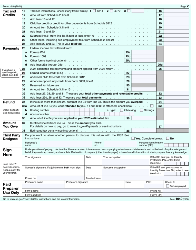 IRS 1040 From 2