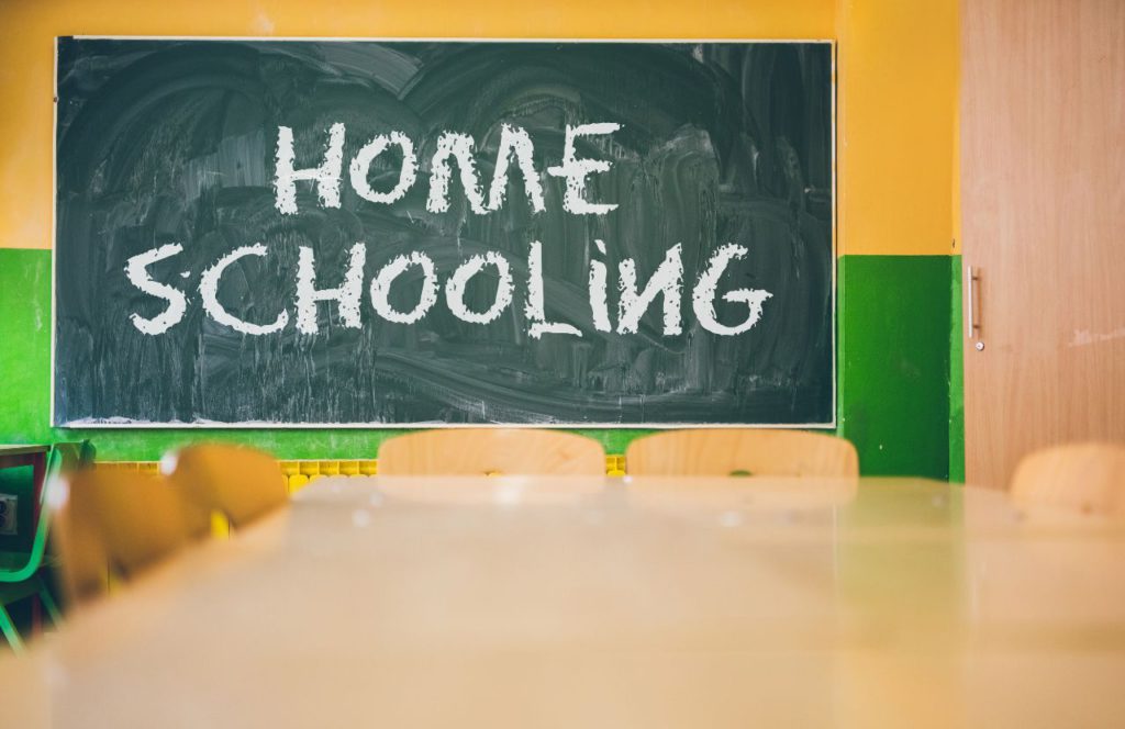 home schooling on a white board